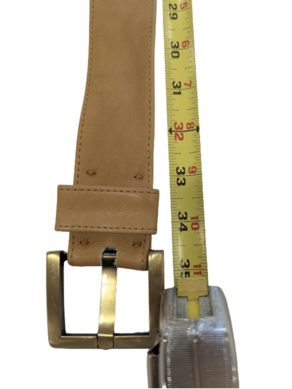 Tan Genuine Leather Belt Medium Wide Vintage Style 1.75 Minimalist Classic - Picture 9 of 9